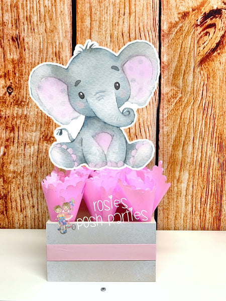 Elephant Baby Shower Theme | Elephant Birthday | Its a Girl Elephant Theme Centerpiece Decoration | Pink Elephant Baby Shower Centerpiece