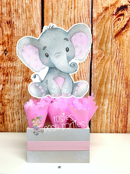 Elephant Baby Shower Theme | Elephant Birthday | Gender Reveal Elephant Theme Centerpiece Decoration | Pink Elephant Baby Shower Centerpiece