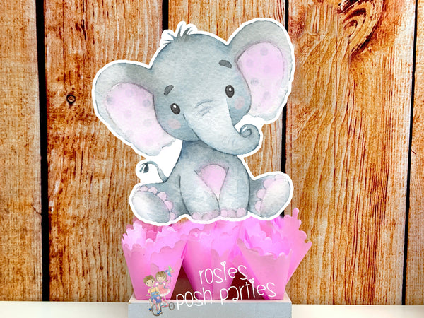 Elephant Baby Shower Theme | Elephant Birthday | Its a Girl Elephant Theme Centerpiece Decoration | Pink Elephant Baby Shower Centerpiece
