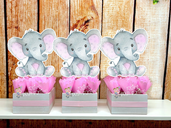Elephant Baby Shower Theme | Elephant Birthday | Its a Girl Elephant Theme Centerpiece Decoration | Pink Elephant Baby Shower Centerpiece