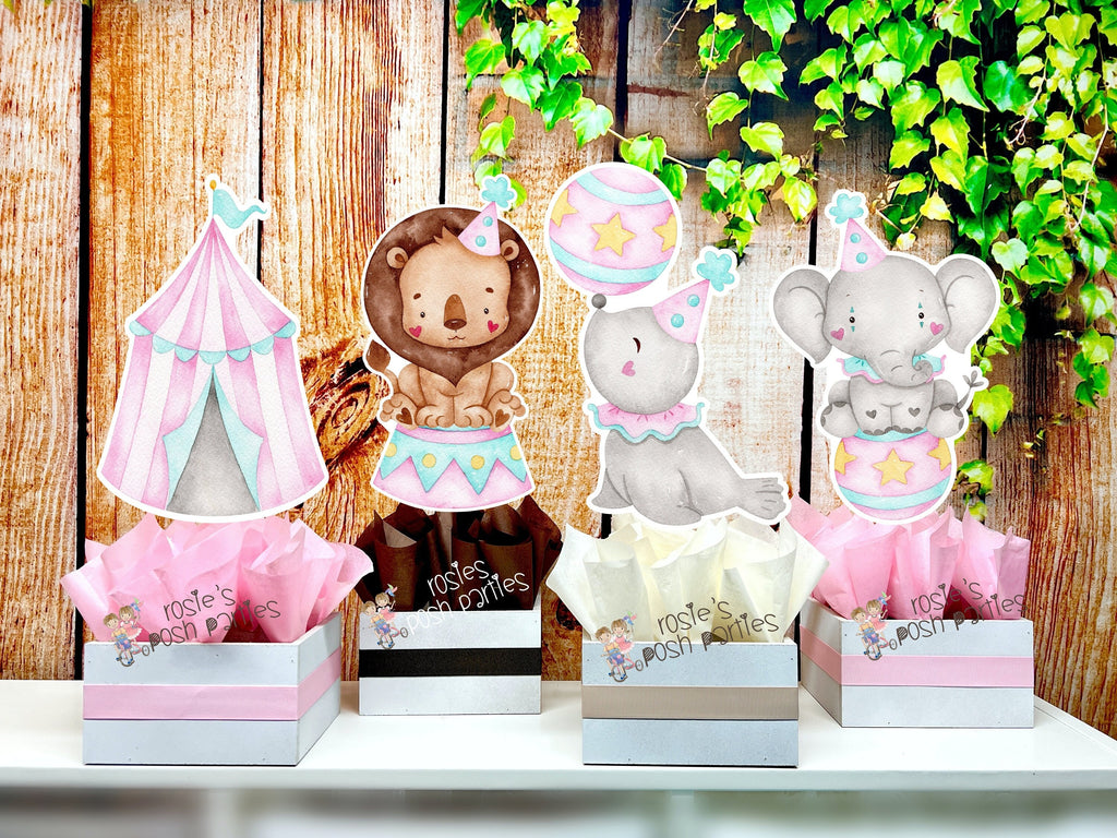 Circus Watercolor Baby Shower Theme | Circus Theme Decoration | Circus Birthday Theme | Pastel Circus Party Theme | Centerpiece SET OF 4