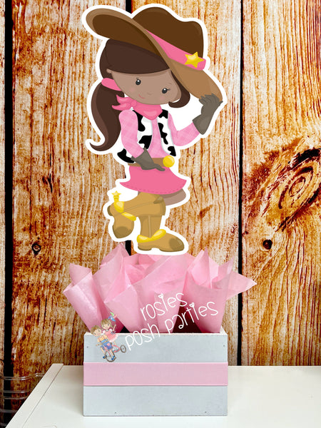 African Cowgirl Theme | Cowgirl Birthday Centerpiece | African American Theme | Western Cowgirl Birthday | Wild West Theme Decor SET OF 4