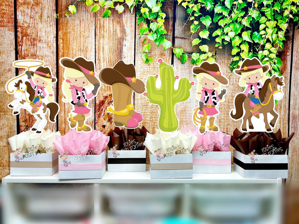 Cowgirl Theme | Cowgirl Birthday Centerpiece | Baby Shower Theme | Western Cowgirl Birthday | Wild West Cowgirl Theme Decor SET OF 6