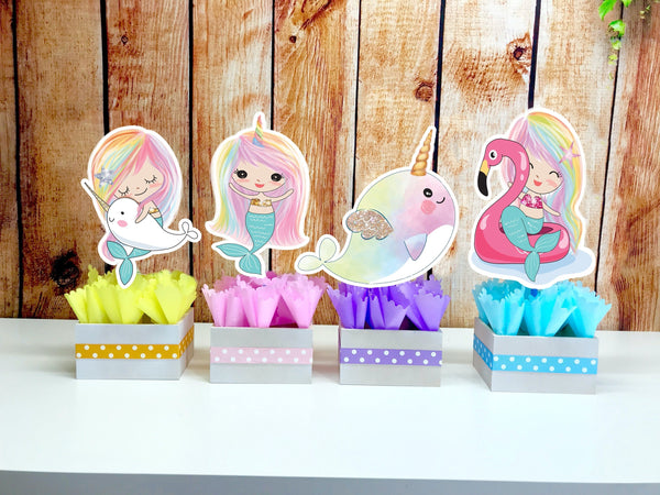 Mermaid Centerpieces, Narwhal Centerpiece, Mermaid Birthday, Mermaid Party, Narwhal Birthday, Mermaid Party, Mermaid Narwhal INDIVIDUAL