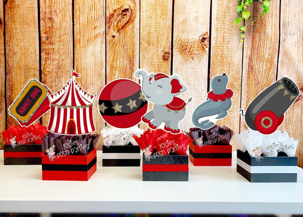 Carnival Circus Birthday Centerpieces Circus Carnival Baby Shower Guests Circus Carnival Party Decor birthday or Baby Shower SET OF 6