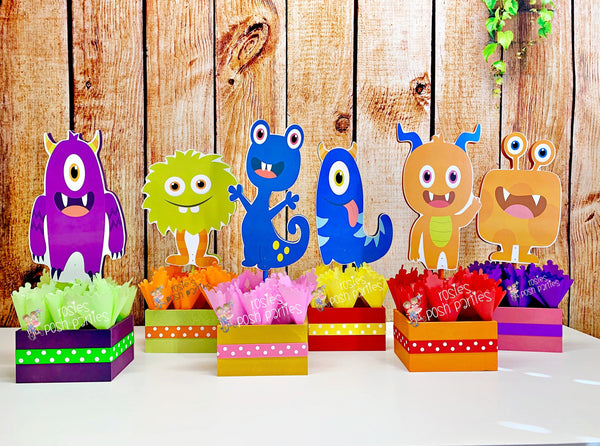 Monster Birthday centerpieces Little Monsters Cute birthday party wood guest table centerpiece decoration Little Monsters Party SET OF 6