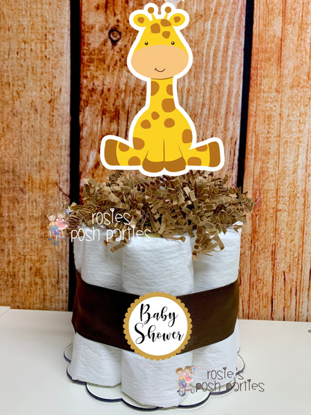 Baby Jungle Safari baby shower theme diaper cake centerpiece