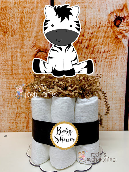 Baby Jungle Safari baby shower theme diaper cake centerpiece